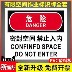 有限空间作业标识牌警示标识标志提示牌消防安全工地工厂车间指示牌有